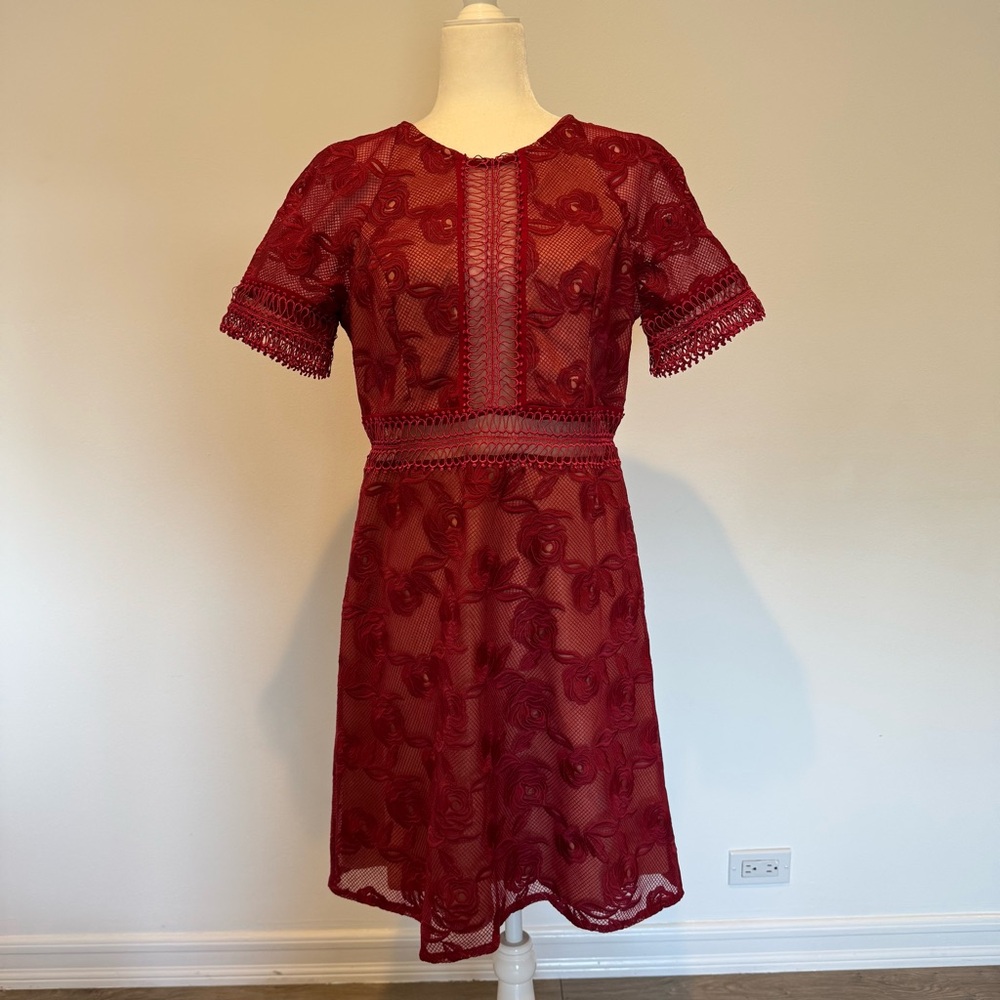 Elegant Red Lace Dress